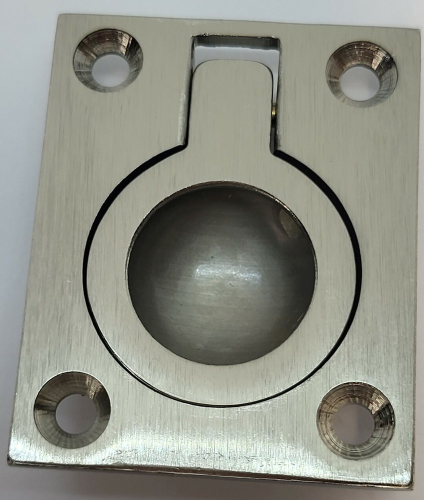 Solid Brass Flush Ring Pull modern hidden knob handle nickel mid century modern