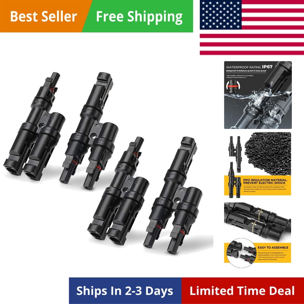 Solar Branch Connectors Y Connector for Parallel Connection Between Solar Pan...