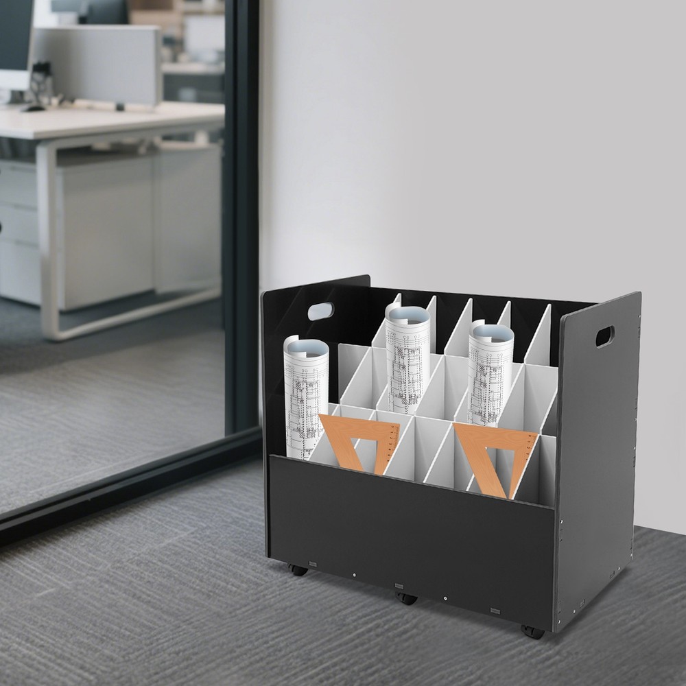 21 Slots Mobile Roll File Storage Rack, Roll Files Storage Cabinet with Wheels