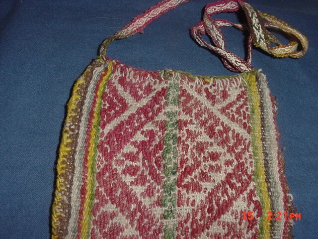OLD PERUVIAN QUECHUA INDIAN HANDWOVEN COCA LEAF BAG PERU