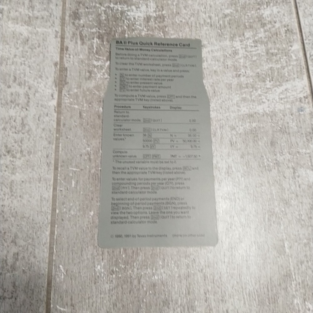 Texas Instruments BA II Plus Financial Calculator with Cover & Quick Reference