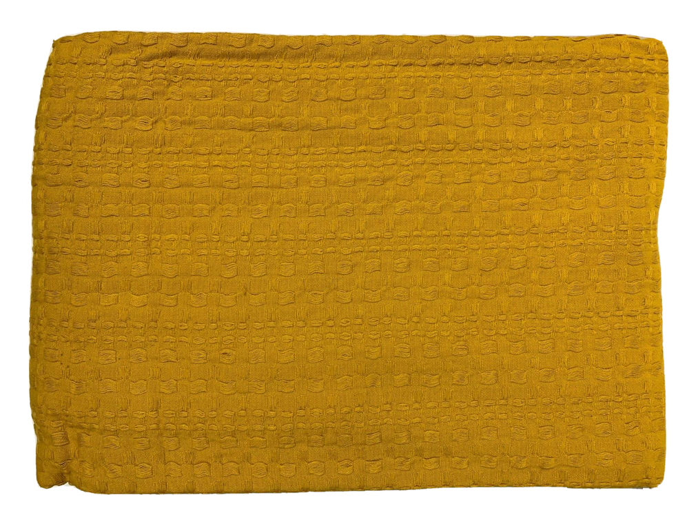 New - Oversized 80”x60” Waffle Weave Bed Throw - Gold