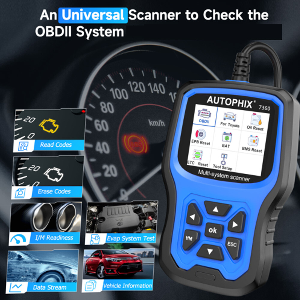 AUTOPHIX 7360 OBD2 Scanner Code Reader Car ABS SRS TPMS Full System Scan Tool