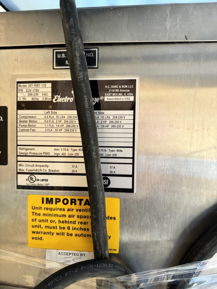 ELECTRO FREEZE 30T RMT 3 PHASE WATER COOLED 2018 MODEL