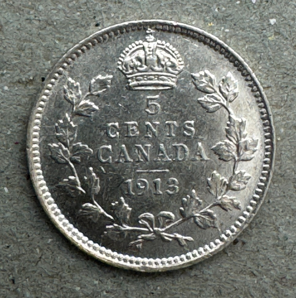 Canada, 5 Cents, 1913, KM#22, Uncirculated