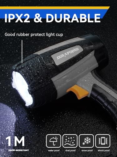 Rechargeable Spotlight, 500 Lumens LED Spotlight Flashlight, IPX2 Gray