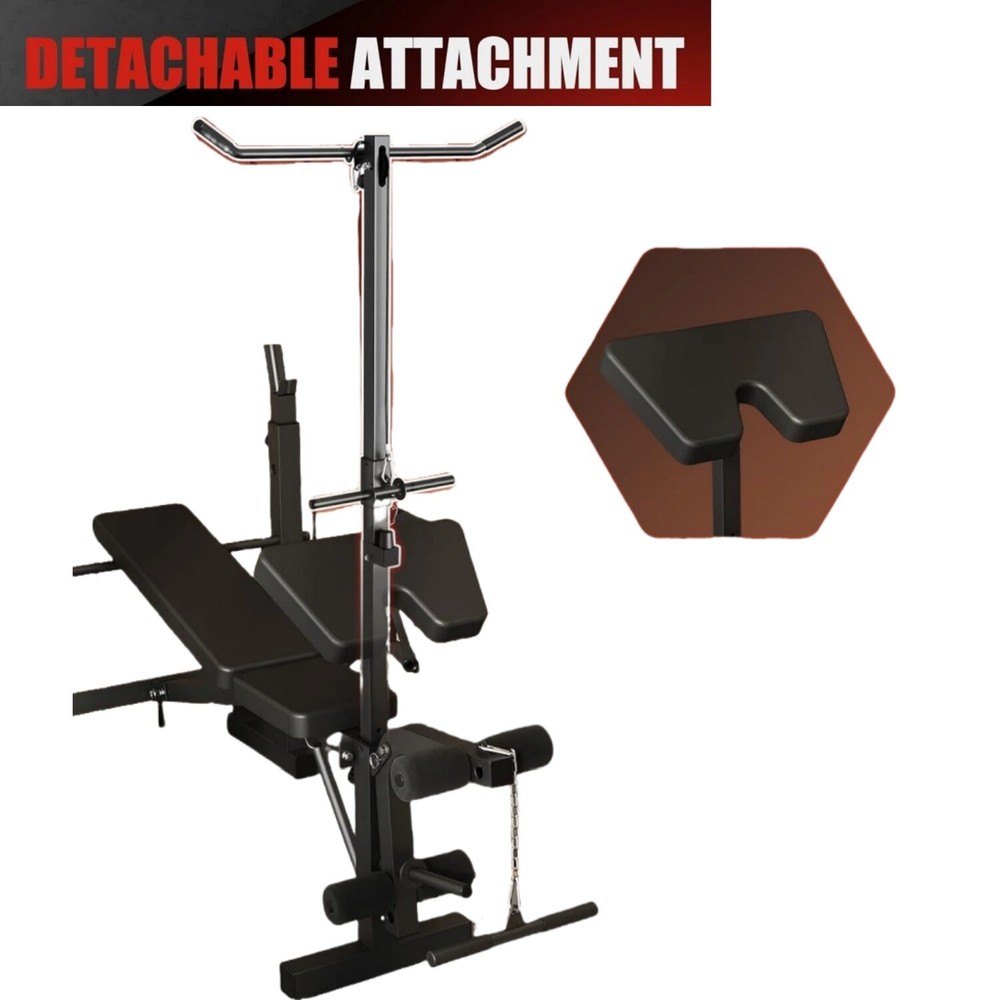 Foldable Olympic Weight Bench Set Bench Press Rack w/ Leg Developer LAT Pulldown