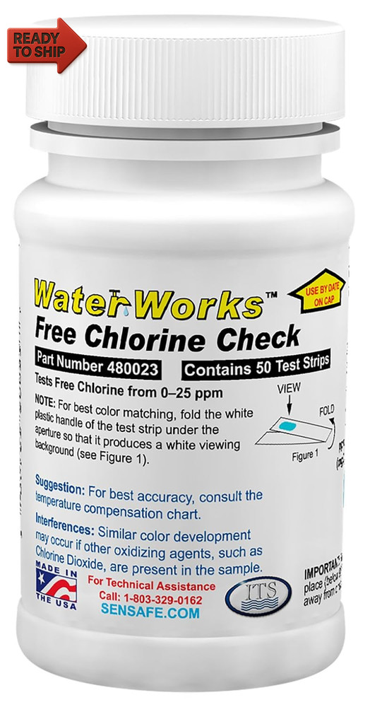 Industrial Test Systems Waterworks 480023 Free Chlorine Test Strip, 5 Second Te