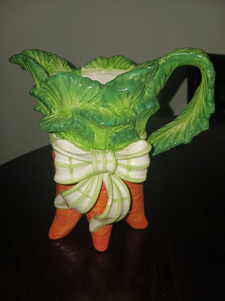 Kaldun & Bogle Decorative Hand-Painted Ceramic Carrot Pitcher Easter