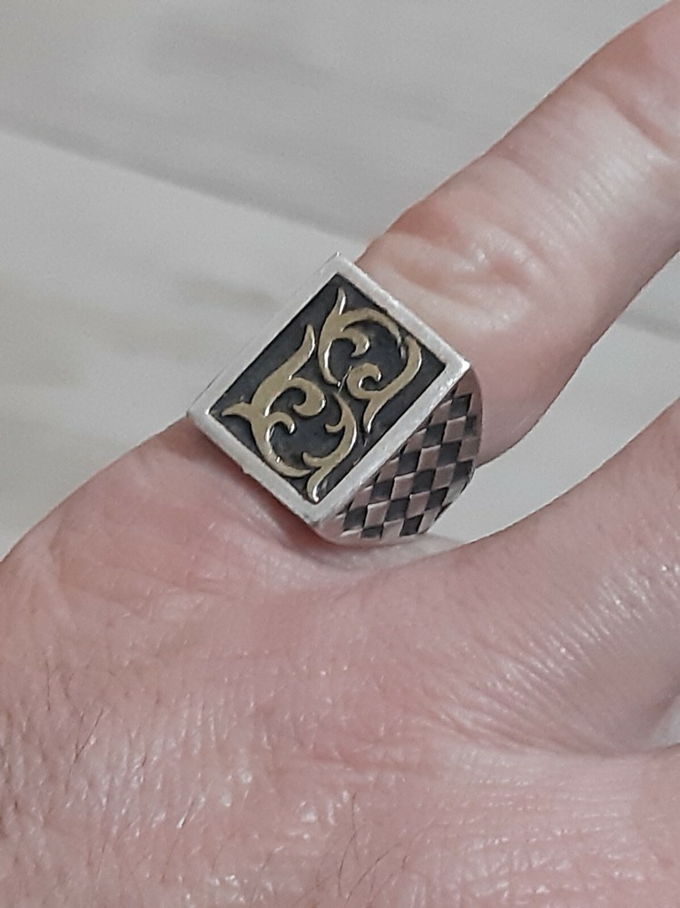 925 MENS SOLITAIRE ENGRAVED RING