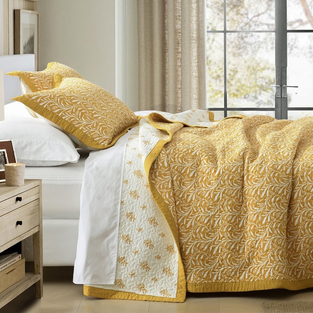DDUOXIN 100% Cotton King Quilt Set - Reversible Soft King Quilt with 2 Pillow...