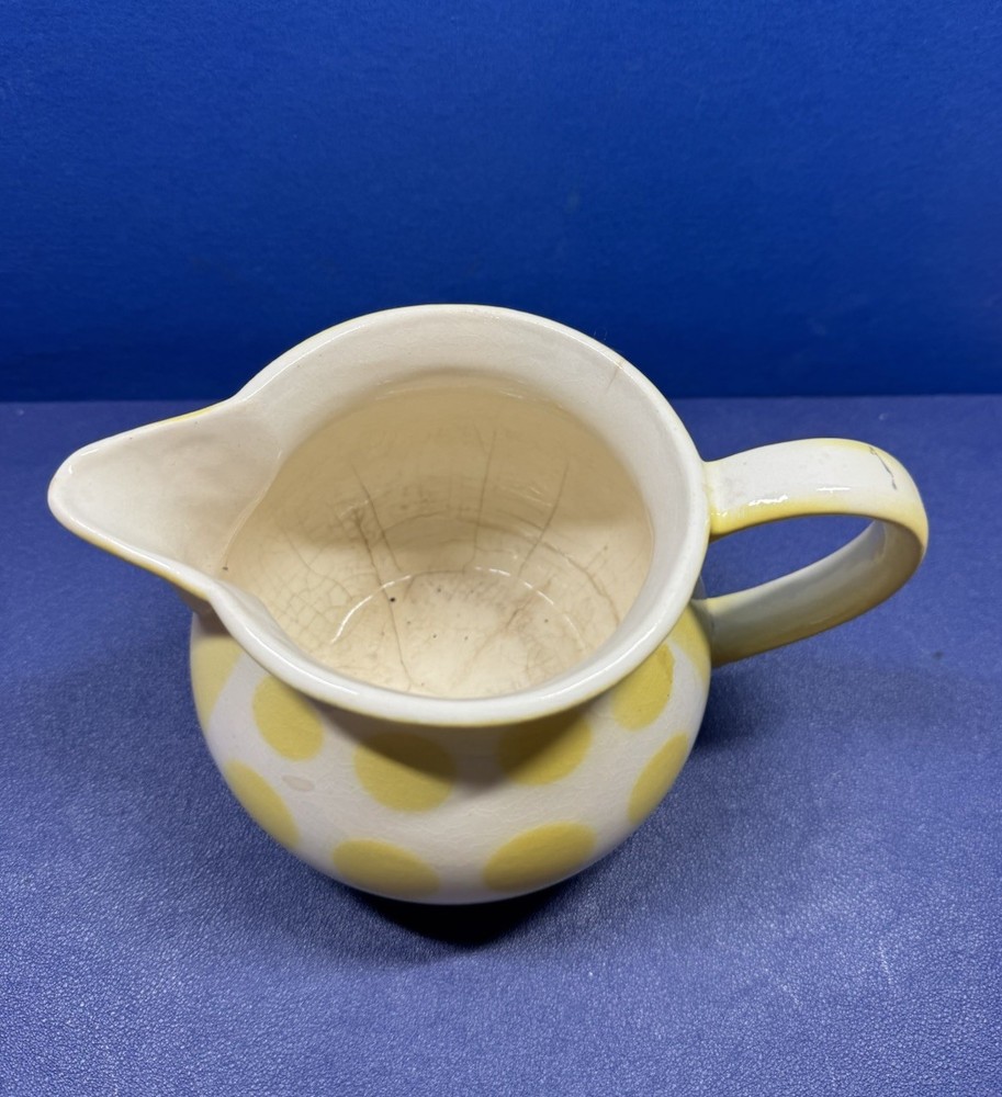Ceramic Pitcher White With Yellow Polka Dots Pitcher READ