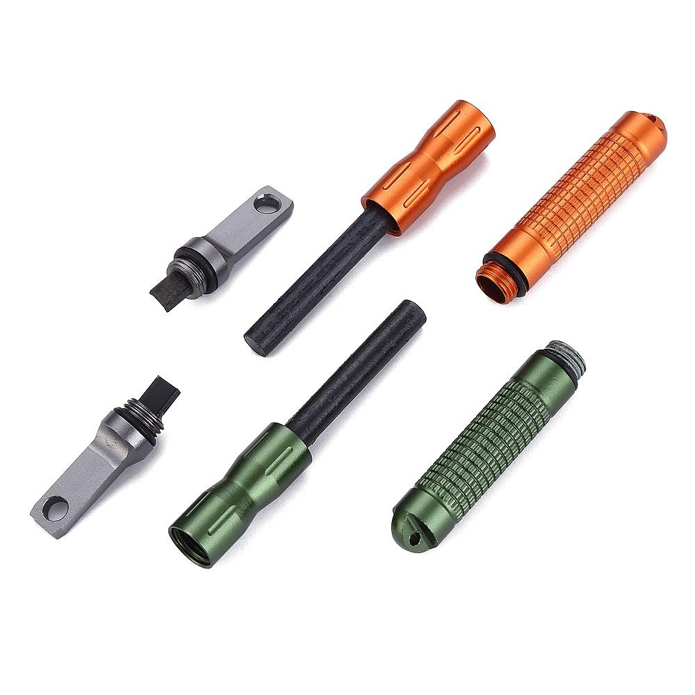 DOSMAMZ 2PCS Compact Fire Starter with Scraper Striker, Replaceable Orange