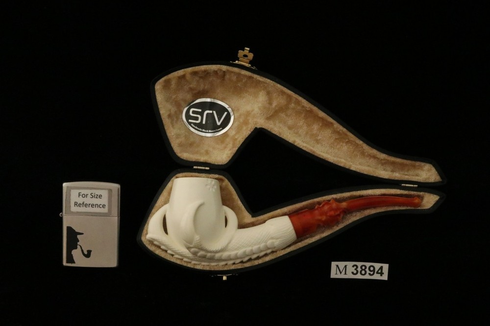 srv - Eagle's Claw Block Meerschaum Pipe with fitted case M3894