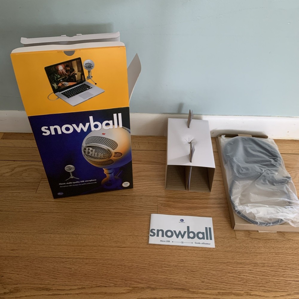 Snowball Blue USB Microphone Home Studio Textured White w/ Pop Filter Open Box