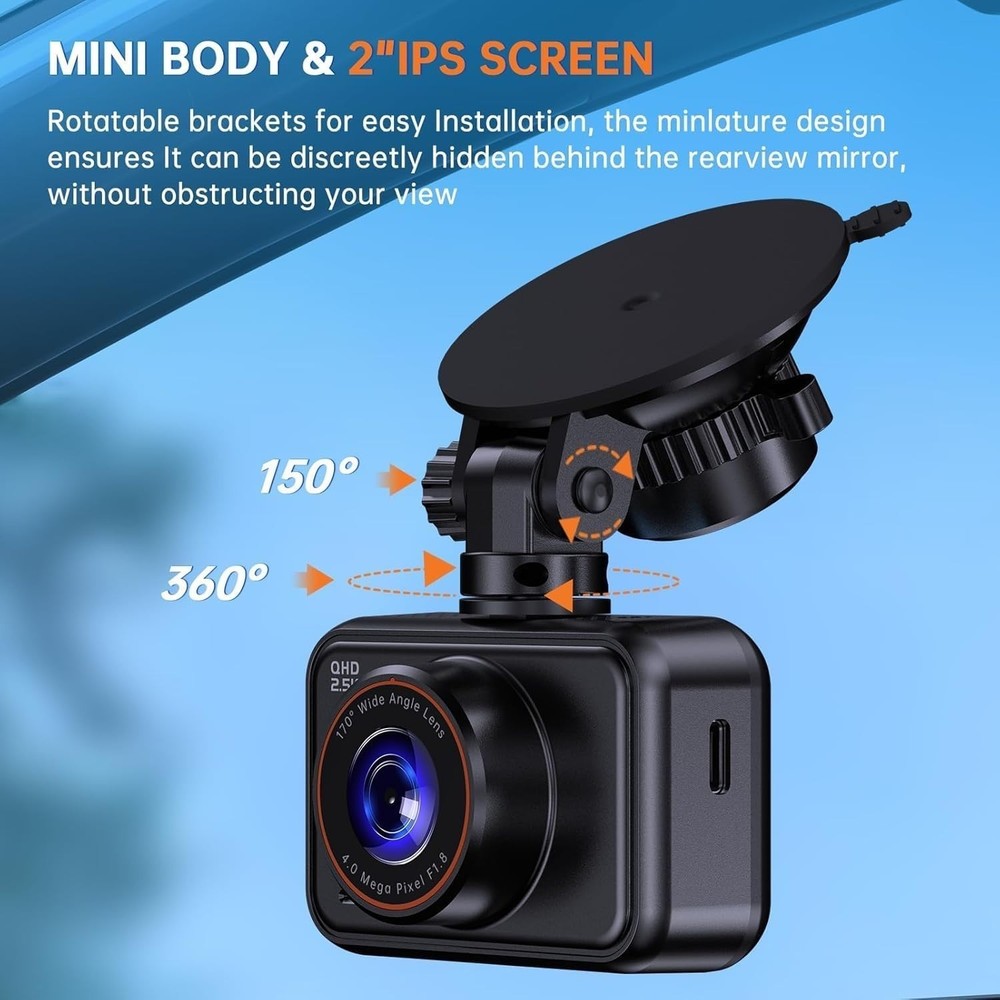 Enhanced Night Vision Dash Cam, 2560P Resolution