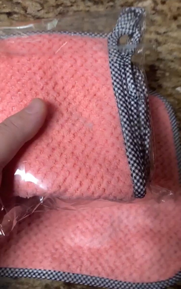 5pcs Plain Cleaning Rag, Pink Polyester Cleaning Cloth, For Kitchen