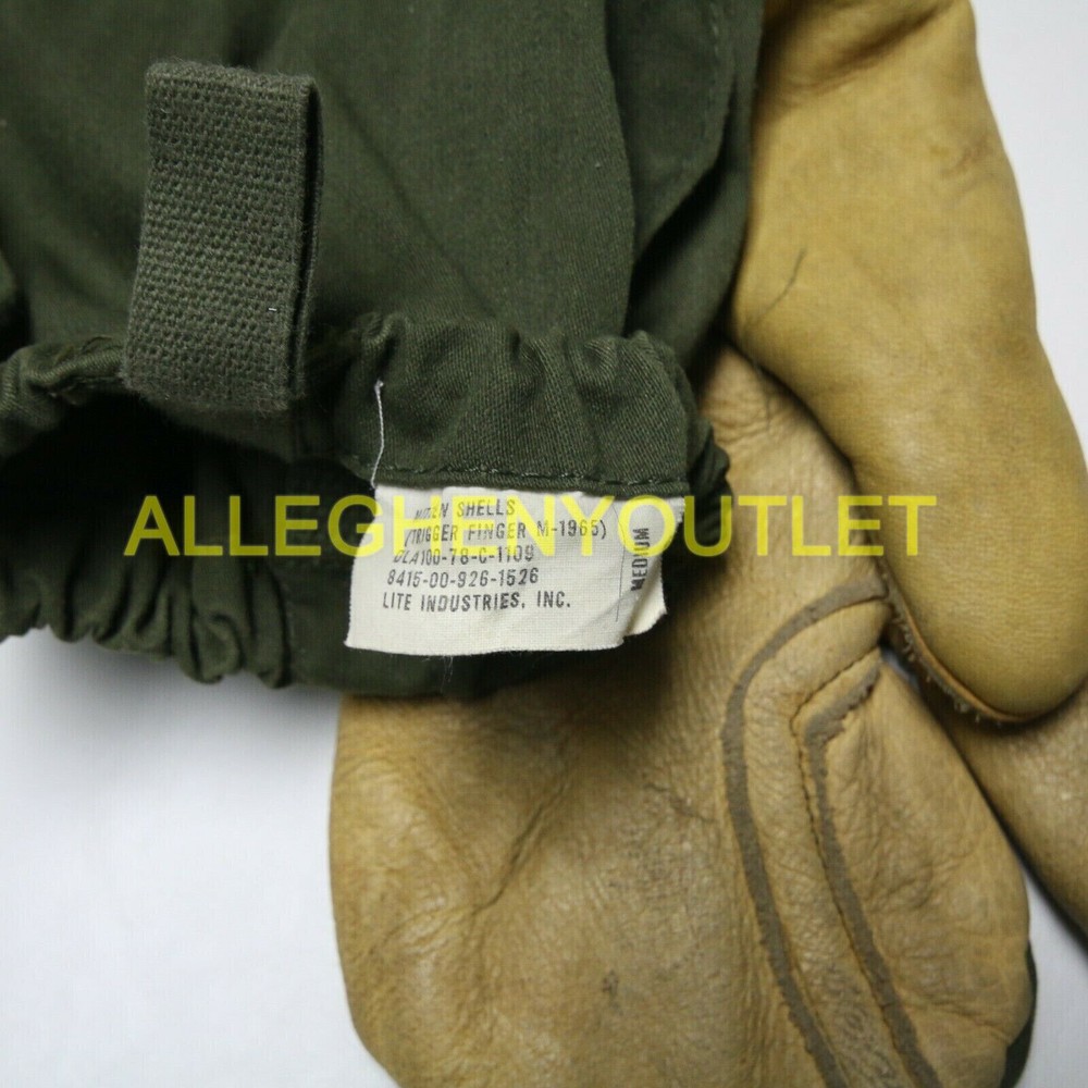 MILITARY SURPLUS TRIGGER FINGER MITTEN SET SHELL+ INSERTS SIZE MEDIUM ARMY VGC
