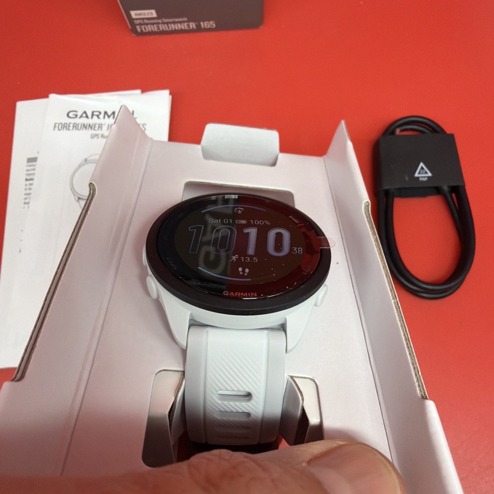Garmin Forerunner 165 Running AMOLED Touchscreen Training Smartwatch, White