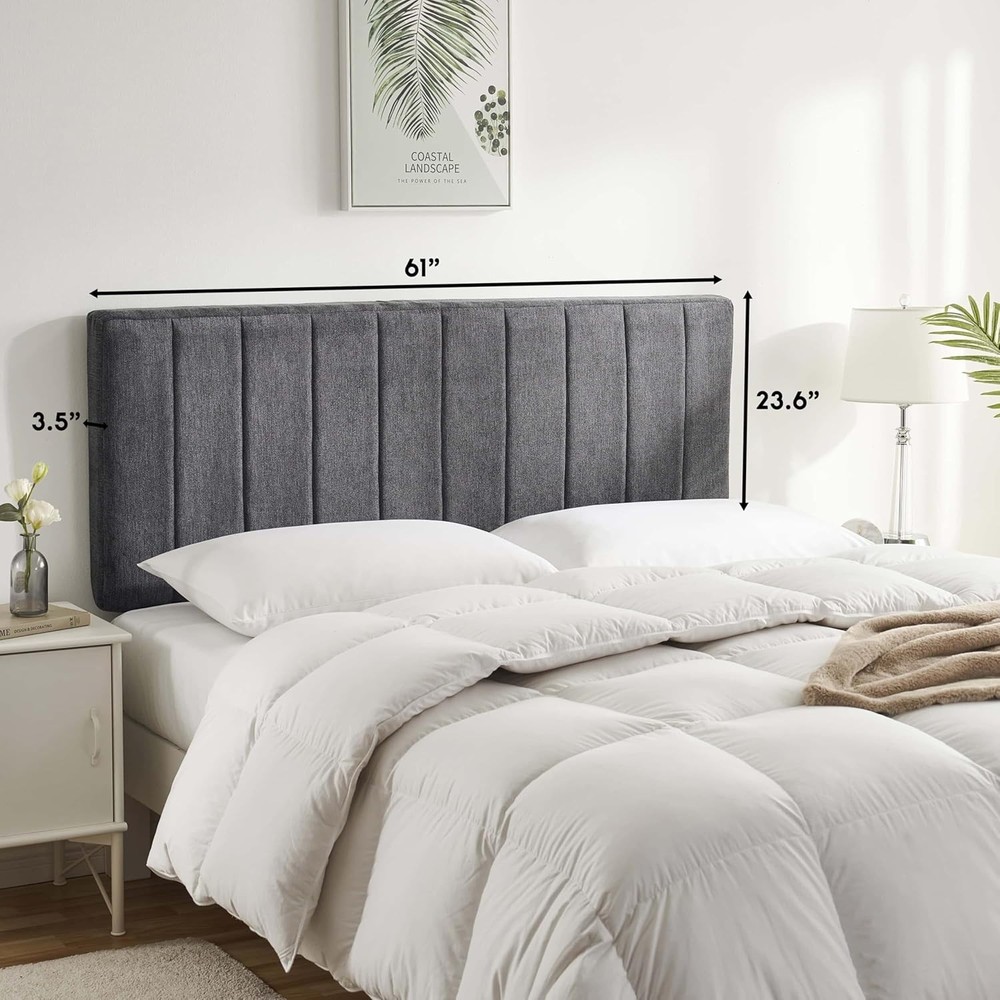 Chic Grey Queen Headboard - Foldable, Stain-Resistant, Modern Design for Comfort