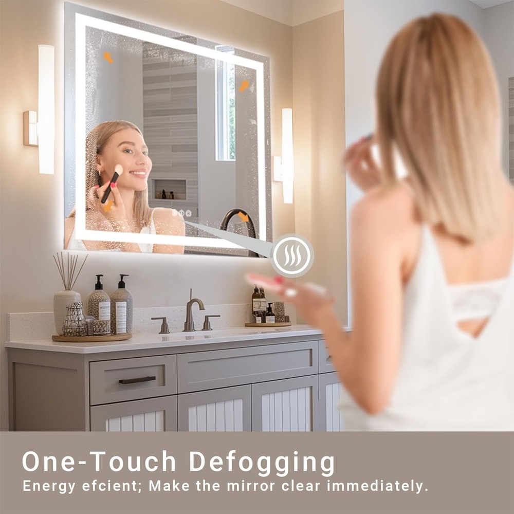36"x 36" LED Bathroom Mirror with Stepless Dimmable, Backlight Wall Mirrors w...