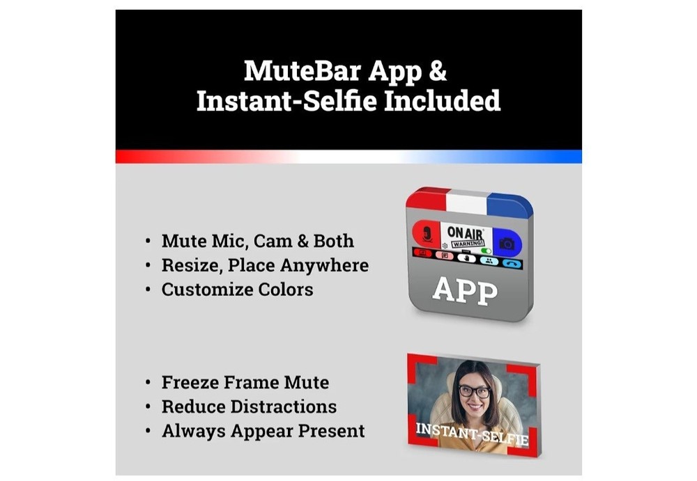 Mute Button USB Microphone, Cam Control Buttons, One-Touch, Mute Button with LED