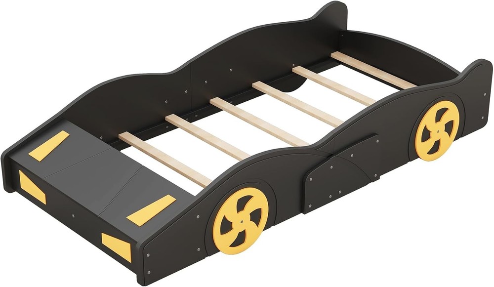Twin Size Race Car Platform Bed with Storage Black
