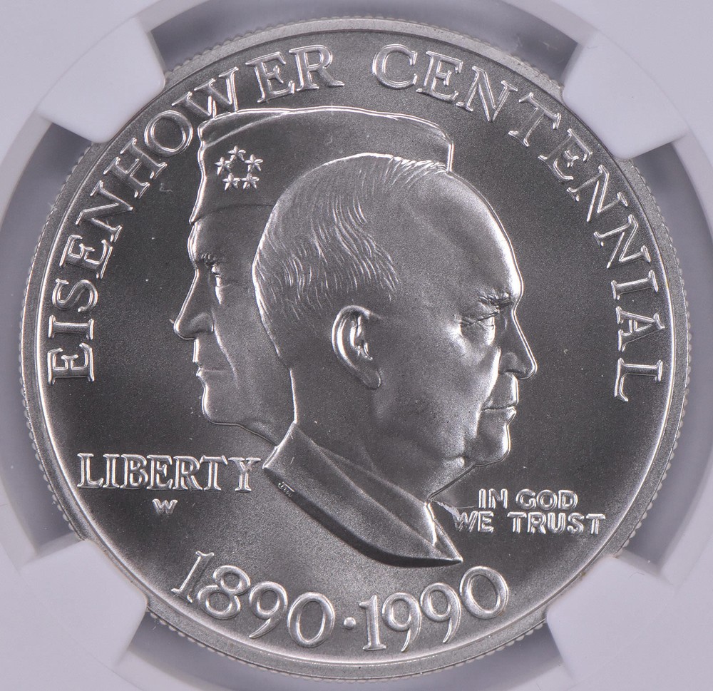 1990-W Eisenhower Commemorative Dollar MS70 NGC Brown Label