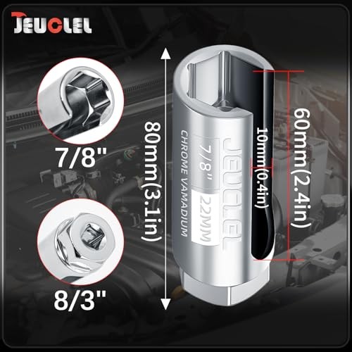 Oxygen Sensor Socket 22mm 7/8 inch, 3/8 in Drive O2 Sensor Removal Tool, 3/8"