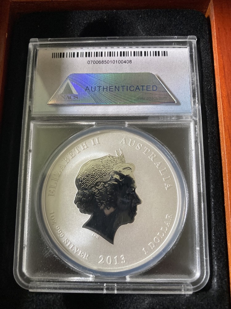 2013 Anac- Ms70 DCAM Australia Snake First Release Silver 1 oz