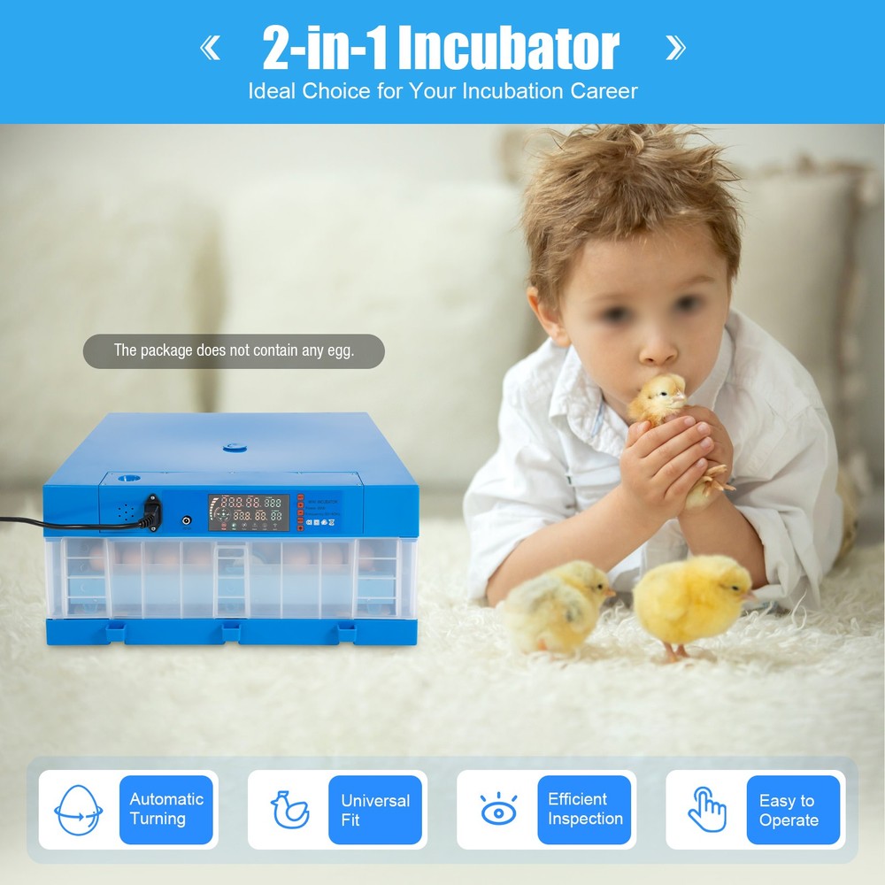 Incubator Automatic Digital Chicken Egg Hatcher 64 Eggs Temperature Control