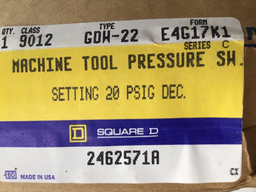 Square D Pressure Switch 9012 GDW-22