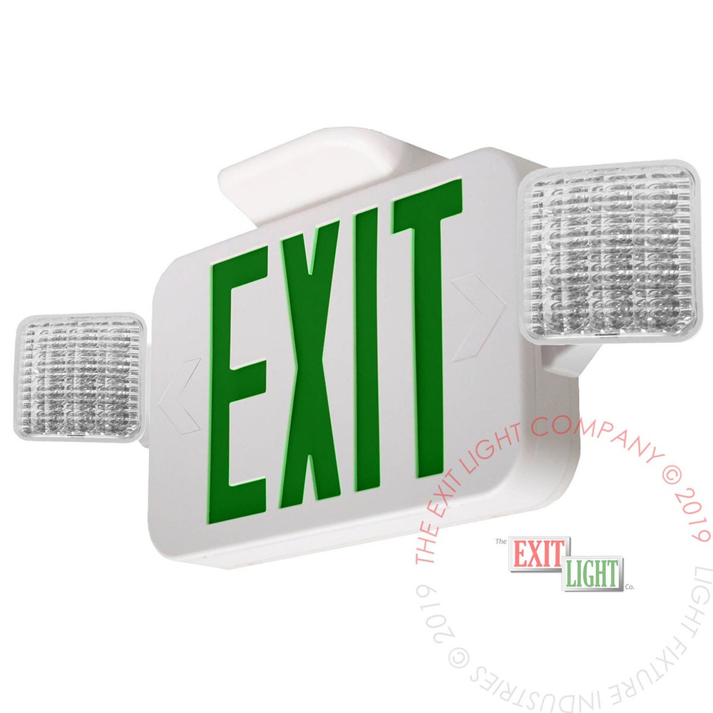LFI Lights | Green LED Exit Sign Emergency Light Combo | 2 Pack COMBO2-G-W-BB-2