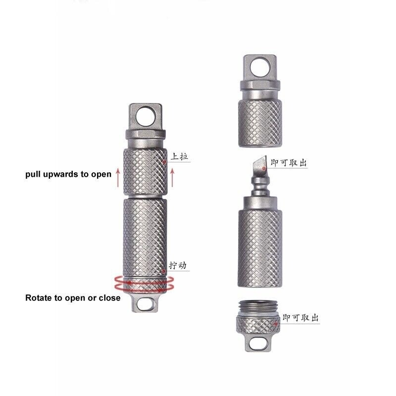 Titanium Waterproof Pill Case Holder Organizer Quick Release Swivel Keychain EDC