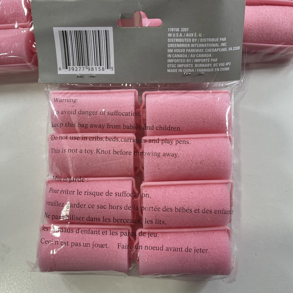 5X NEW SEALED 8 Pack Basic Solutions Pink 1" Foam Hair Rollers 40 Total
