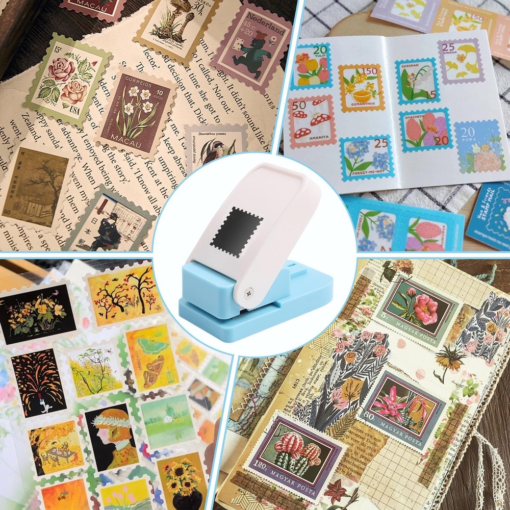 1X0.8inch Rectangular Postage Stamp Puncher Rectangle Lever Action Stamp Punc...