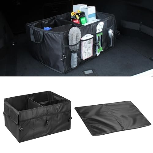 Car Trunk Organizer, Waterproof Adjustable Vehicle Storage Box, Black