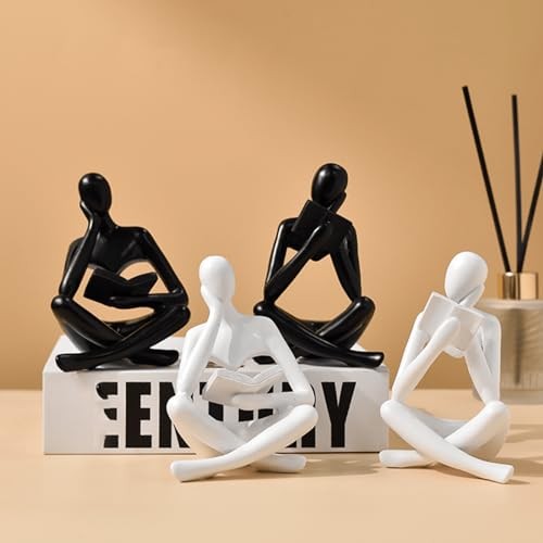 Style-A Beige, Creative Abstract Thinker Bookend for Home Reader-beige-a