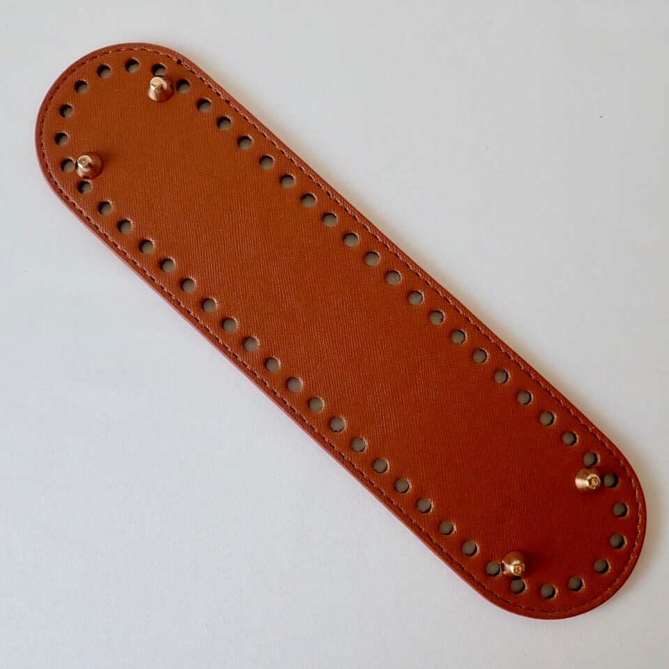 Oval Bag Bottom Board with Rivets Large 27×7cm Camel