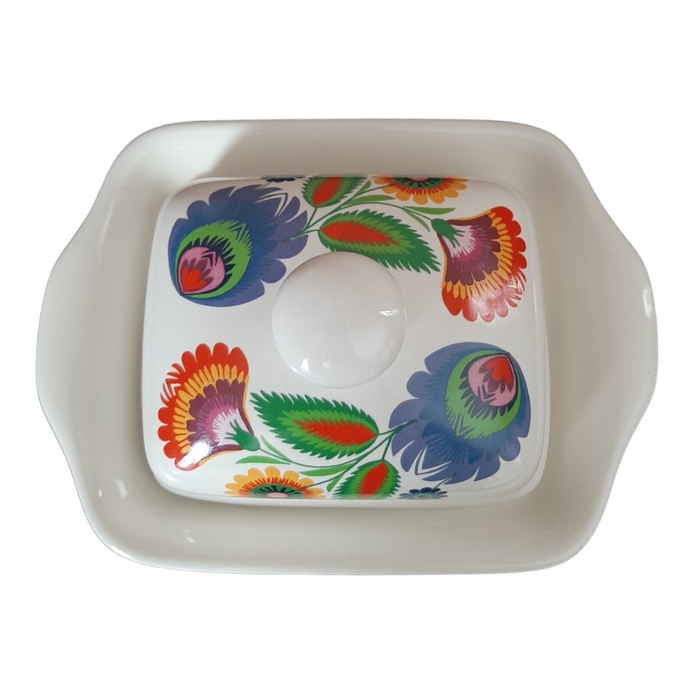 Colorful Floral Butter Dish