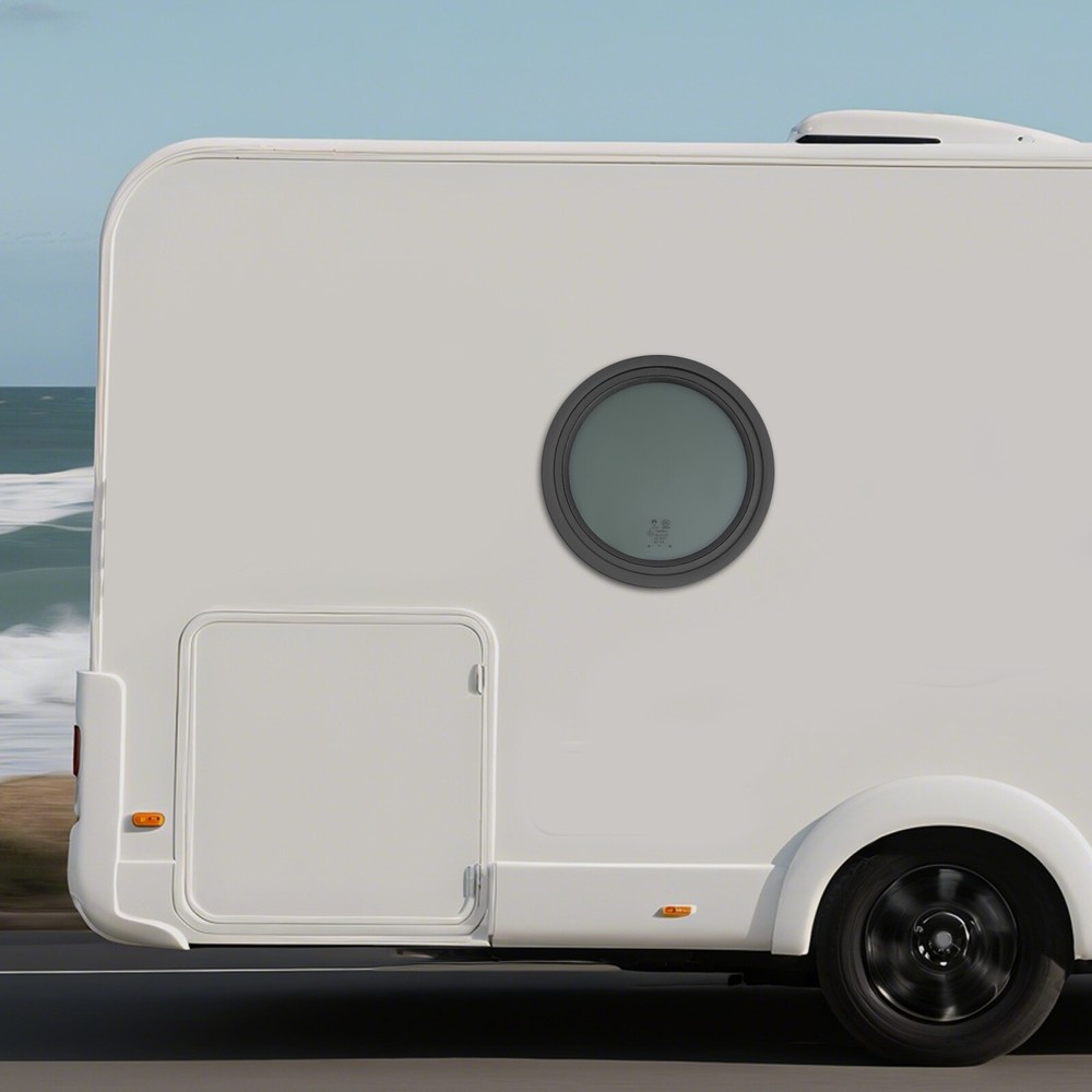 Campers Vent Round Fixed RV Window Cargo Vertical Trailer Window w/ Trim Ring