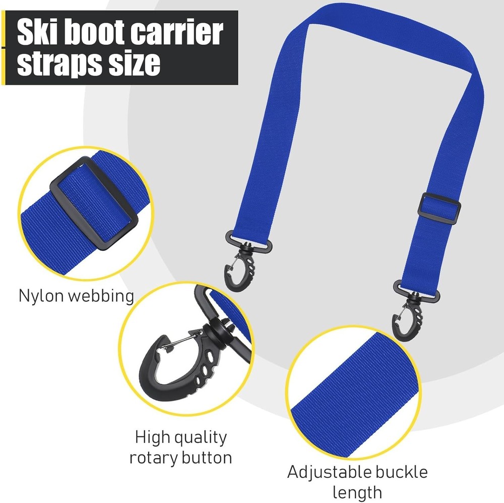 4 Pieces Ski Boot Carrier Straps Adjustable Snowboard Strap Shoulder Sling Leash