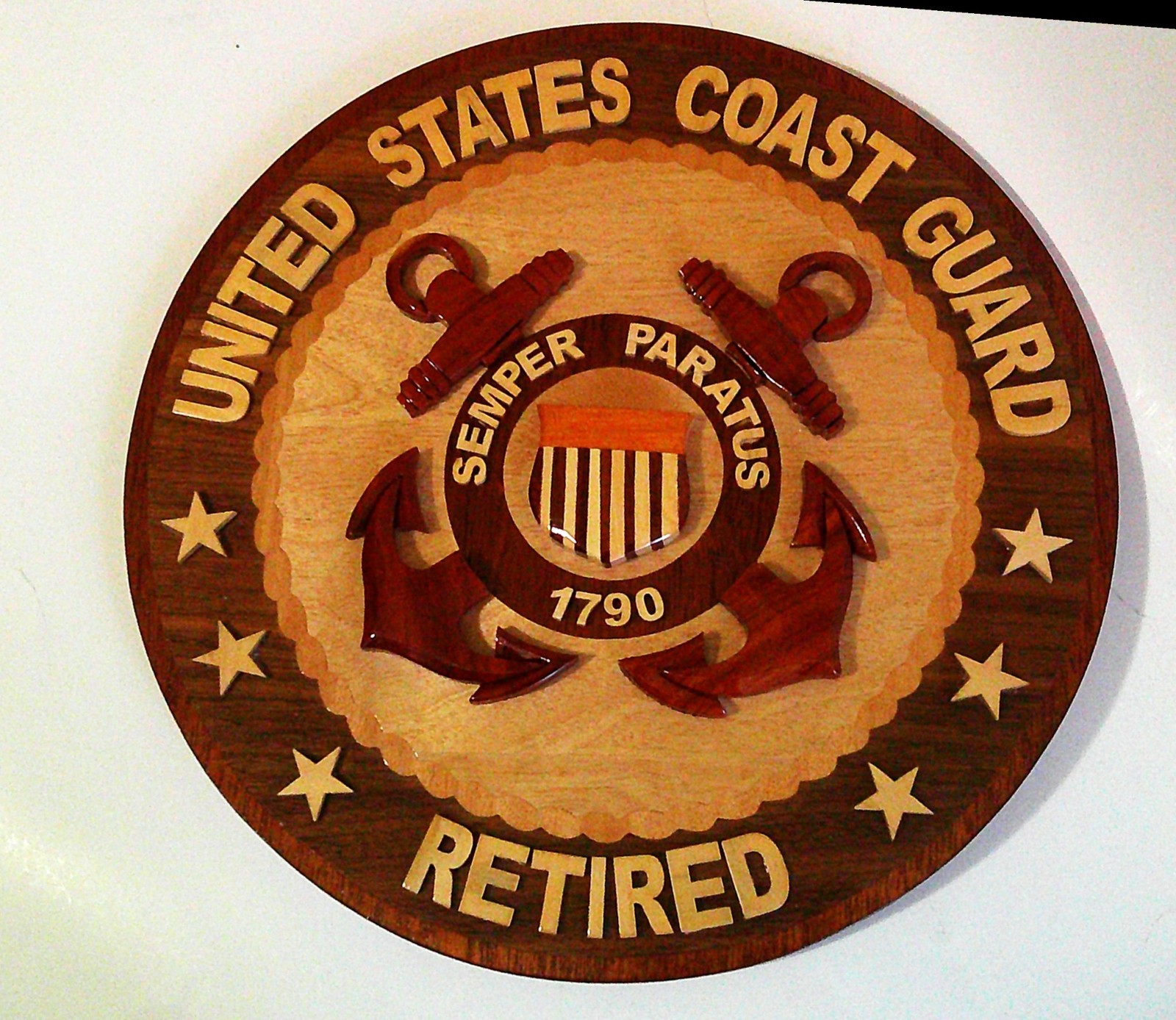 United States Coast Guard Retired Wooden Military Wall Plaque 11.5"