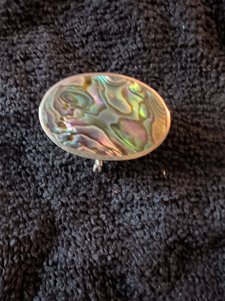 Sterling Silver Abalone Pill Box 1 1/2 X 1/2
