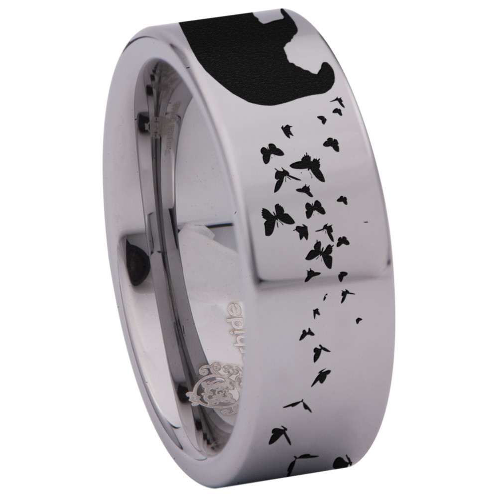 Bear and Butterfly Tungsten Carbide Ring