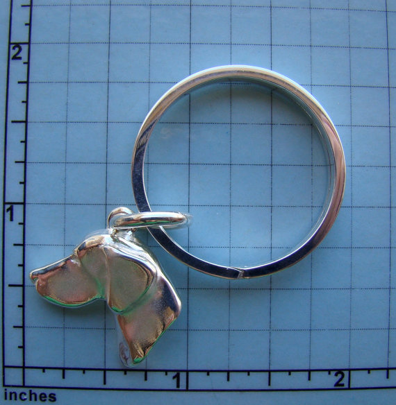 Sterling Silver German Shorthaired Pointer Large Head Key Ring