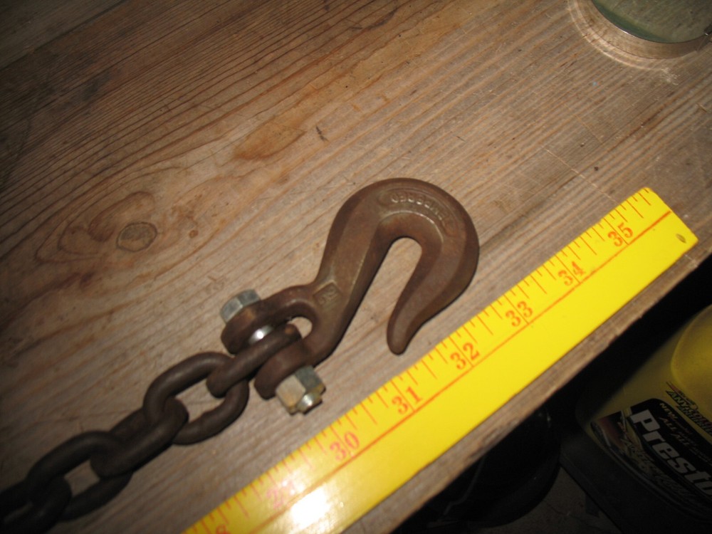 USED LIFTING TOWING LOGGING CHAIN 33" WITH HOOK & SHACKLE