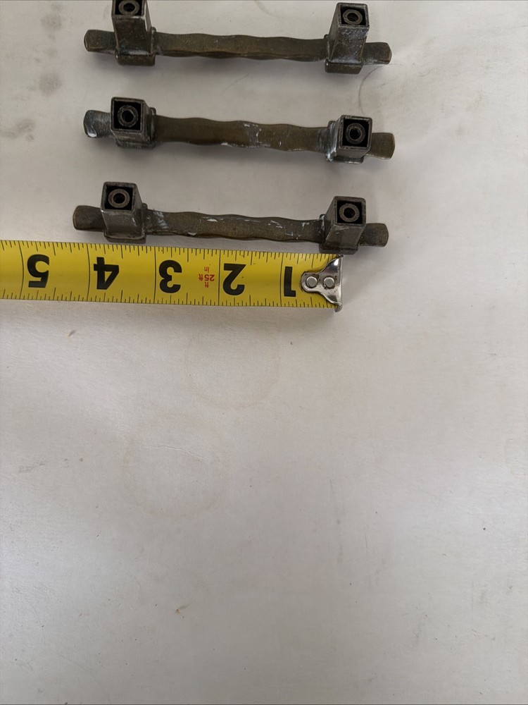 3-1/2" Iron Craft Twisted Pull Handle Tumbled Gold Set 3