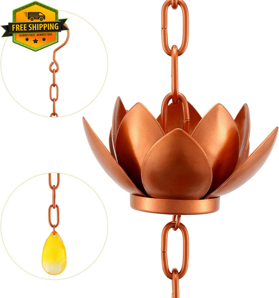 Copper Rain Chain 8.5ft Gutter Downspout Decorative Garden
