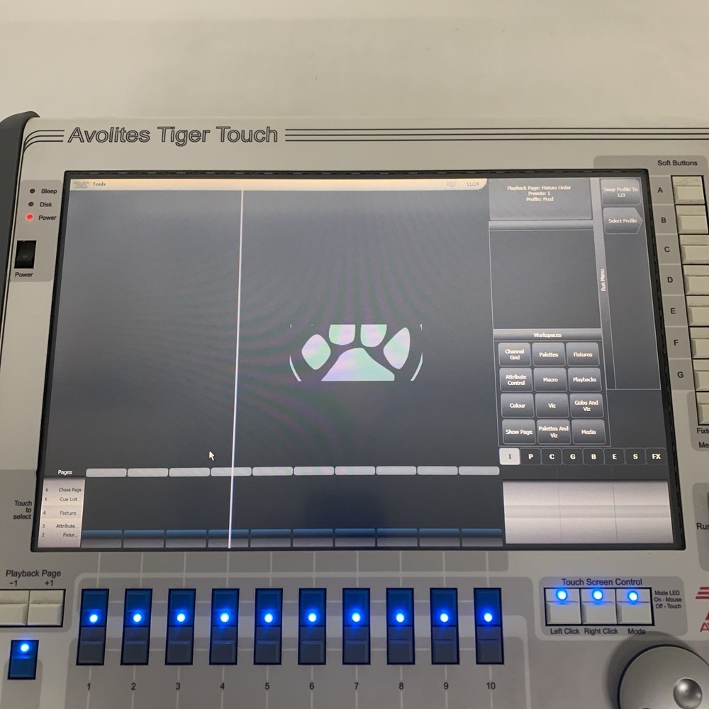 Avolites Tiger Touch Lighting Control Console Screen Has Line Bad Controls